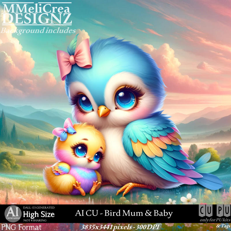 AI - CU Bird Mum & Baby (CU4PU/PNG) - Click Image to Close